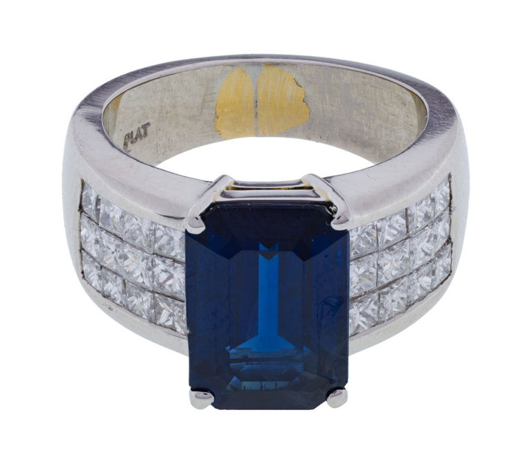 Platinum Sapphire and Diamond Ring