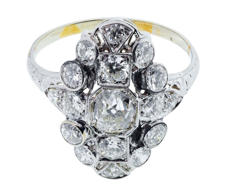 Platinum and 18k Gold Diamond Ring