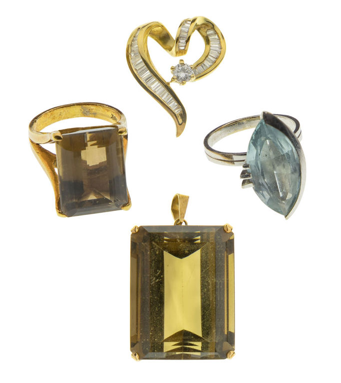 Set of 18k Gold Topaz and Diamond Jewelry