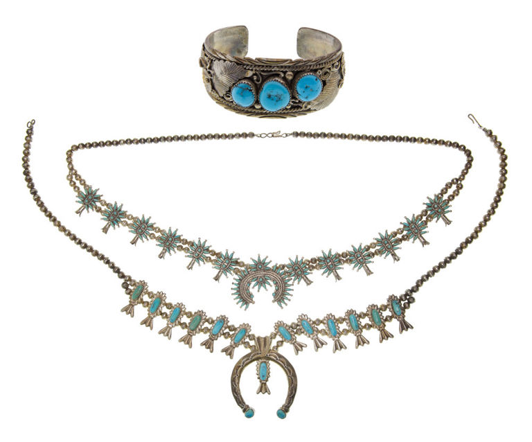 Set of 3 Silver Turquoise Jewelry Pieces