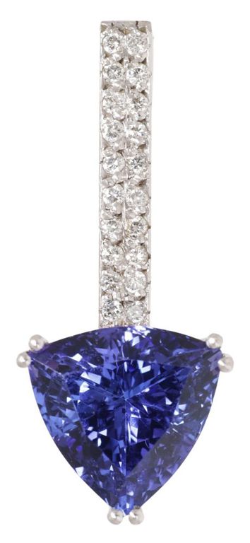 18k Gold Tanzanite and Diamond Pendant