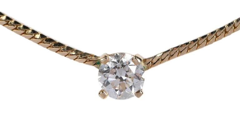 14k Yellow Gold Diamond Solitaire Necklace