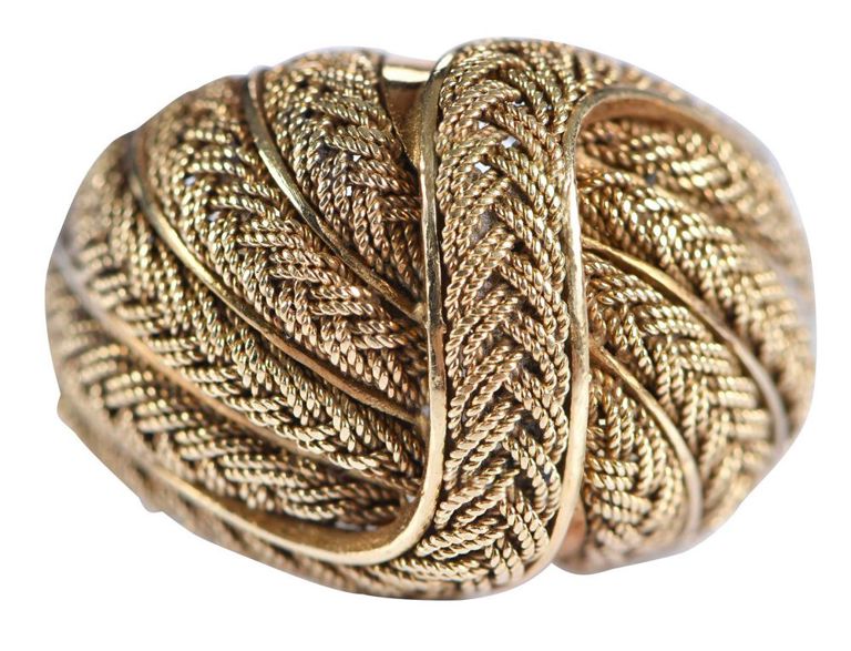 18k Yellow Gold Braided Dome Ring