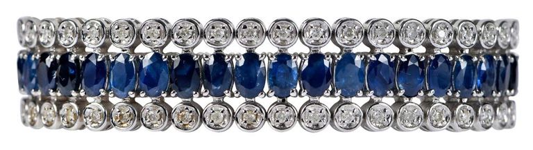 14k Gold Blue Sapphire and Diamond Bracelet