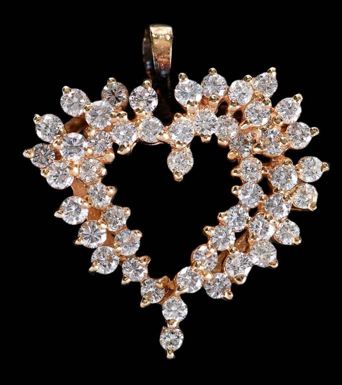 14k Gold Diamond Heart Pendant