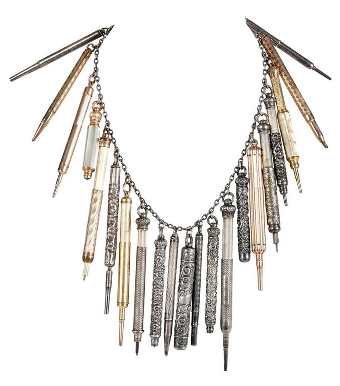 Gold and Silver Mechanical Pencil Charm Necklace