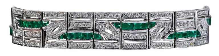 18k Gold Emerald and Diamond Bracelet