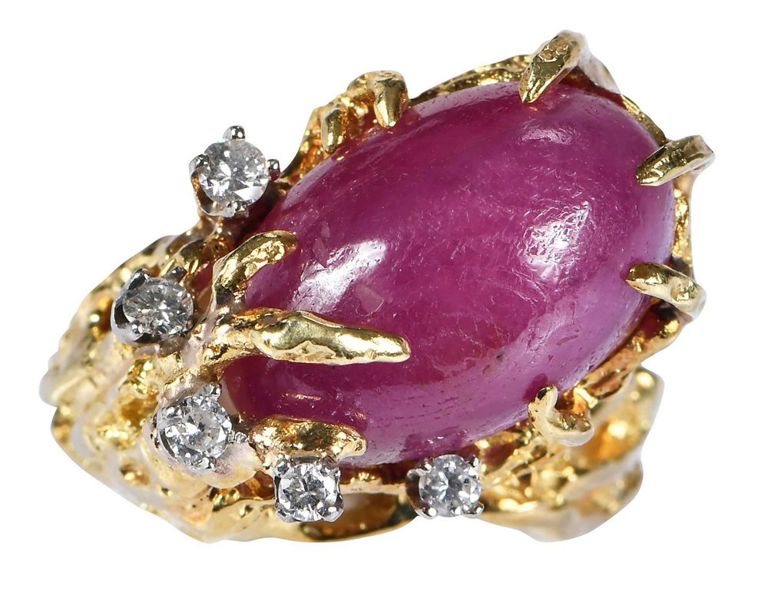 18k Gold Ruby and Diamond Ring