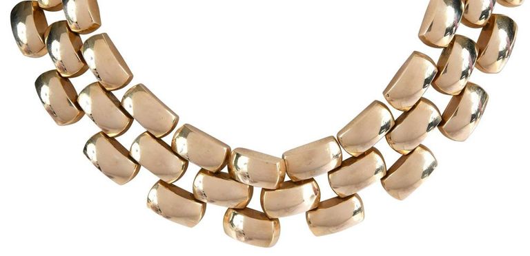 14k Gold Large Link Panther Necklace