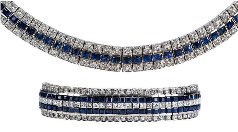 14k Gold Sapphire and Diamond Set