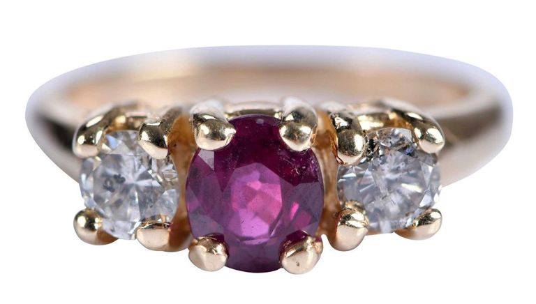 14k Gold Ruby and Diamond Ring