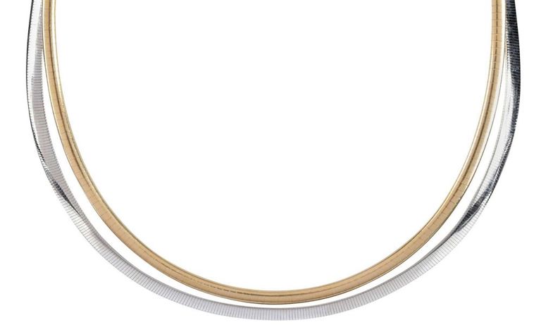Pair of 14k Gold and Two-Tone Gold Omega Chains