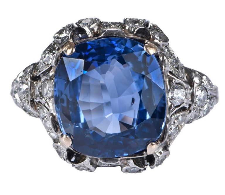 14k Gold Sapphire and Diamond Ring