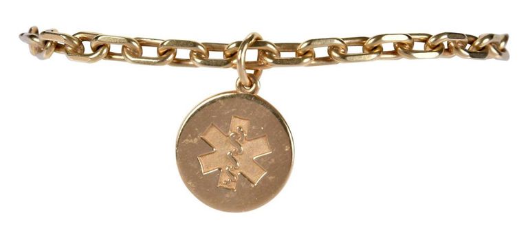 14k Gold Curb Link Charm Bracelet