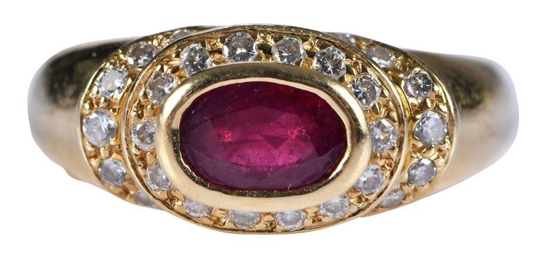 18k Gold Ruby and Diamond Ring