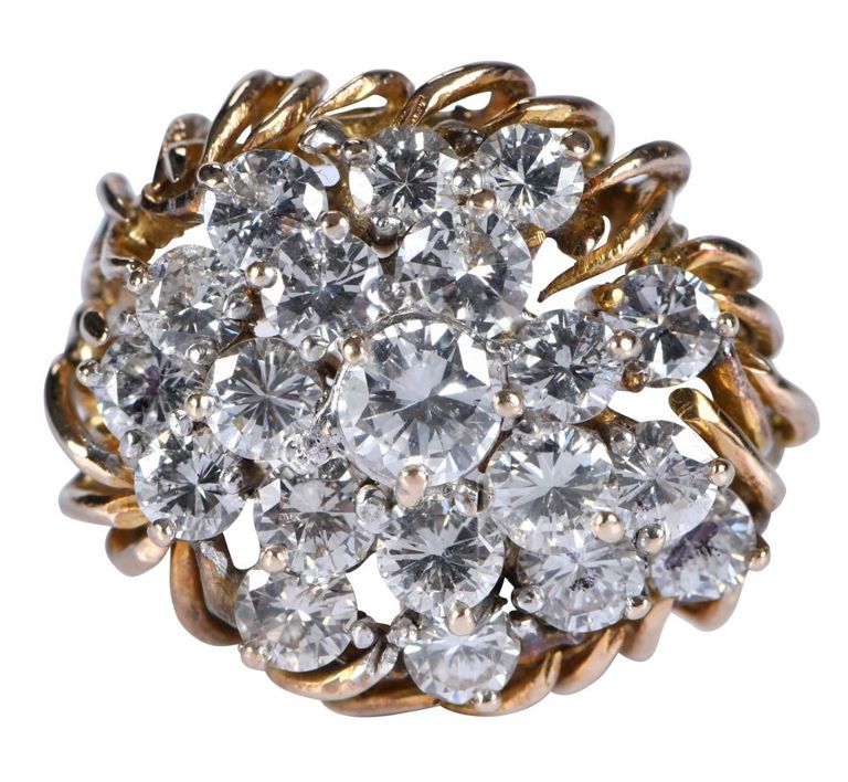14k Gold Diamond Cluster Ring