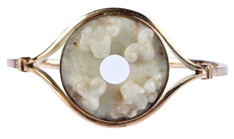 14k Gold Jade Cuff Bracelet