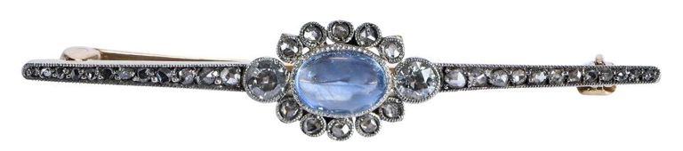 Sapphire and Diamond Bar Brooch