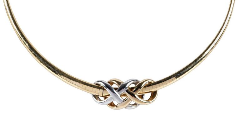 14k Two-Tone Gold Love Knot Pendant Necklace