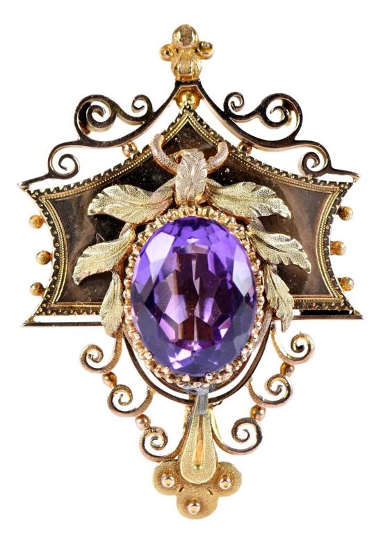 14k Gold Amethyst Brooch/Pendant