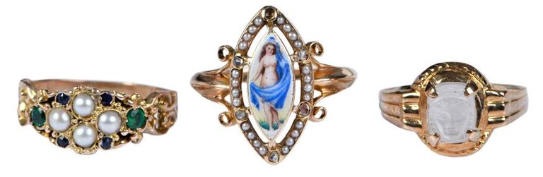 Set of 3 14k Gold Victorian Rings