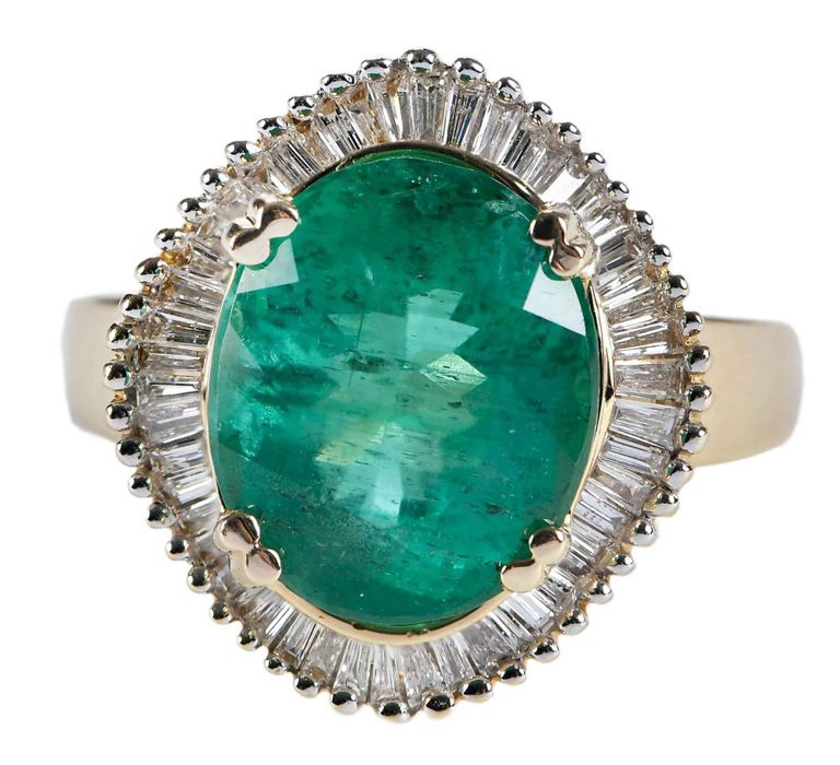 14k Gold Emerald and Diamond Ballerina Ring