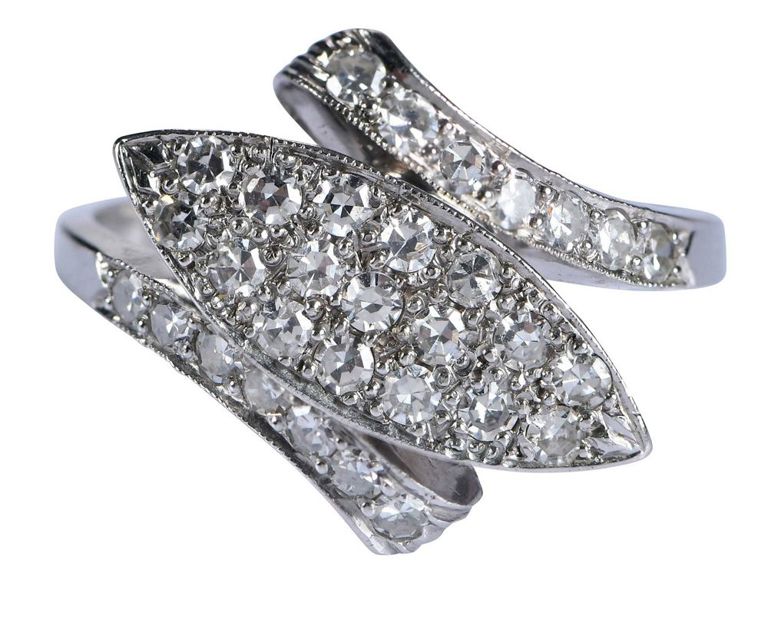 14k Gold Diamond Bypass Ring