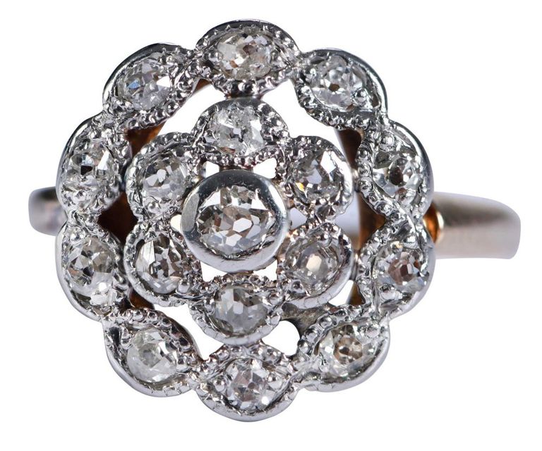 14k Gold Antique Diamond Milgrain Ring