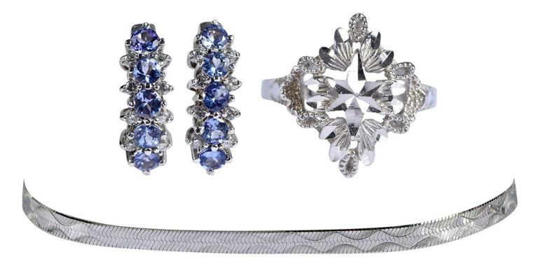 Set of 3 14k Gold Tanzanite and Diamond Jewelry