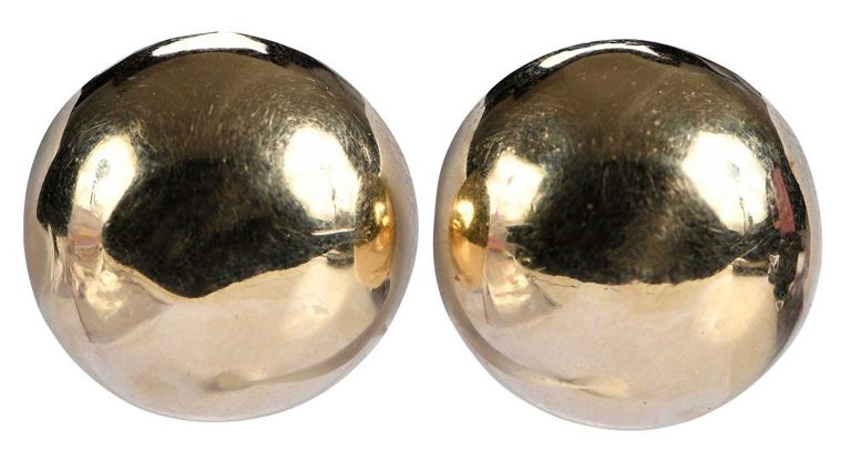 14k Gold Domed Button Earrings