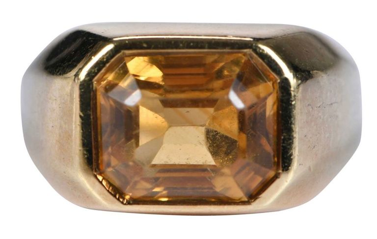 14k Gold Citrine Signet Ring
