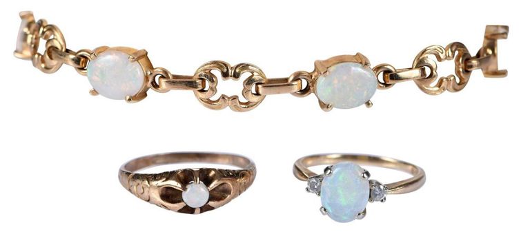 Set of Opal Rings and Bracelet