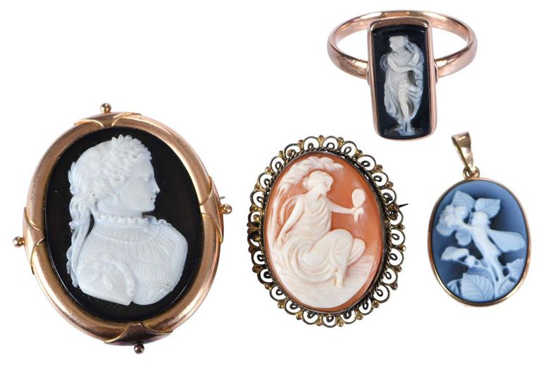 Set of Cameo Pendants and Ring