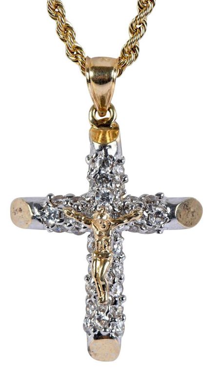 Yellow Gold Crucifix Diamond Pendant