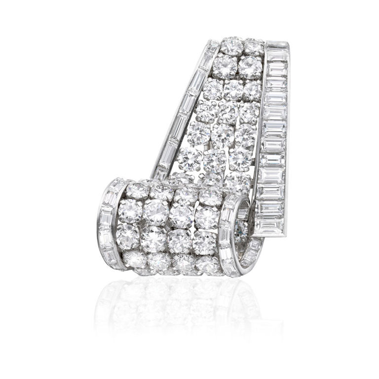 Platinum and Gold Diamond Brooch