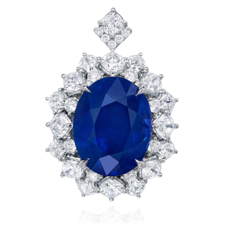 18k White Gold Sapphire and Diamond Pendant/Ring