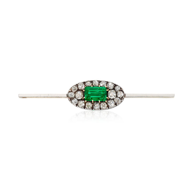 Emerald and Diamond Brooch