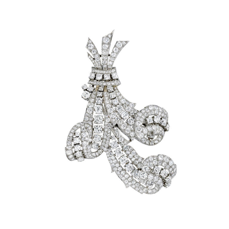 Platinum and Gold Diamond Brooch
