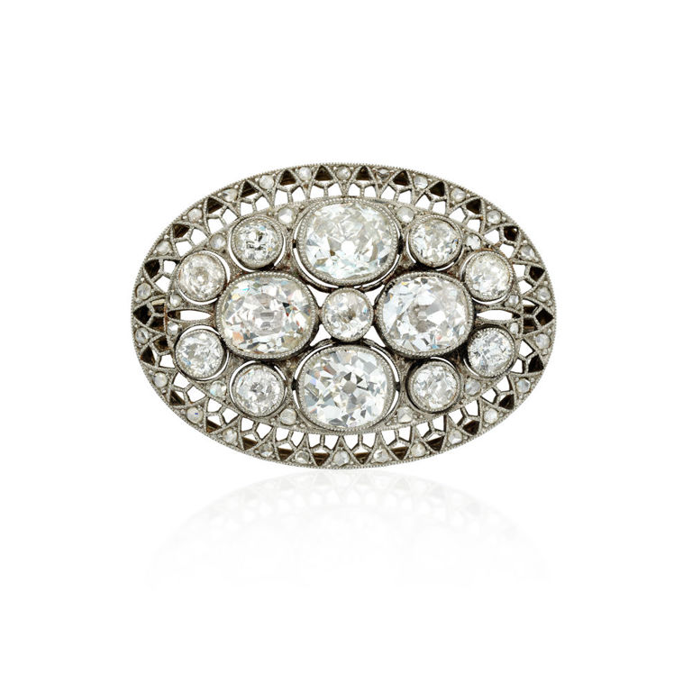 Platinum and Gold Diamond Brooch