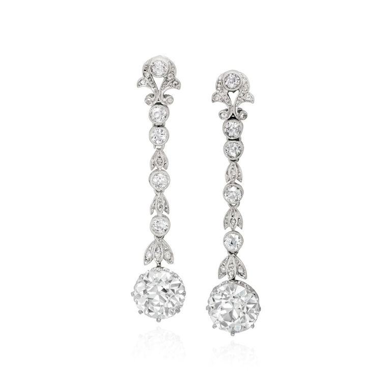 Pair of Platinum Diamond Earrings