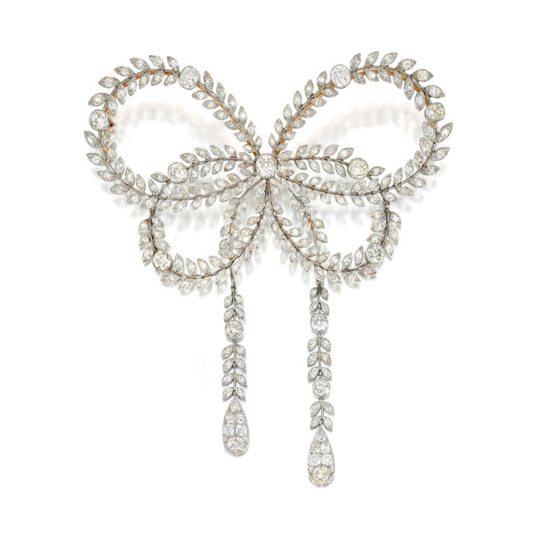 Antique Platinum and Gold Diamond Brooch
