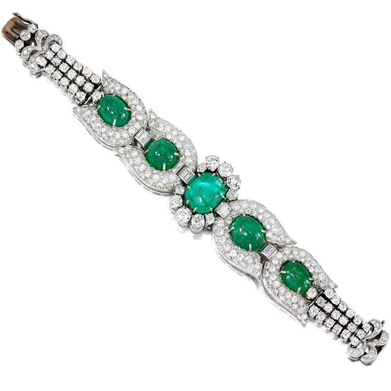 Platinum Emerald and Diamond Bracelet