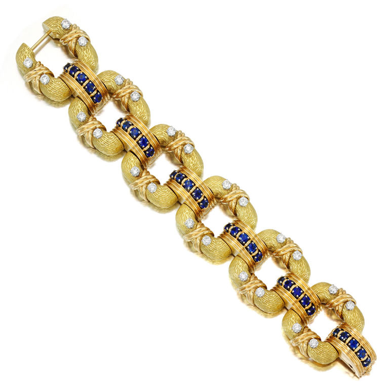 18k Gold Sapphire and Diamond Bracelet