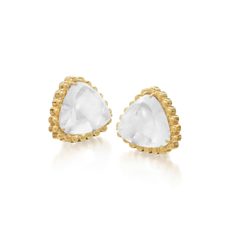 Pair of 18k Gold Rock Crystal Earrings