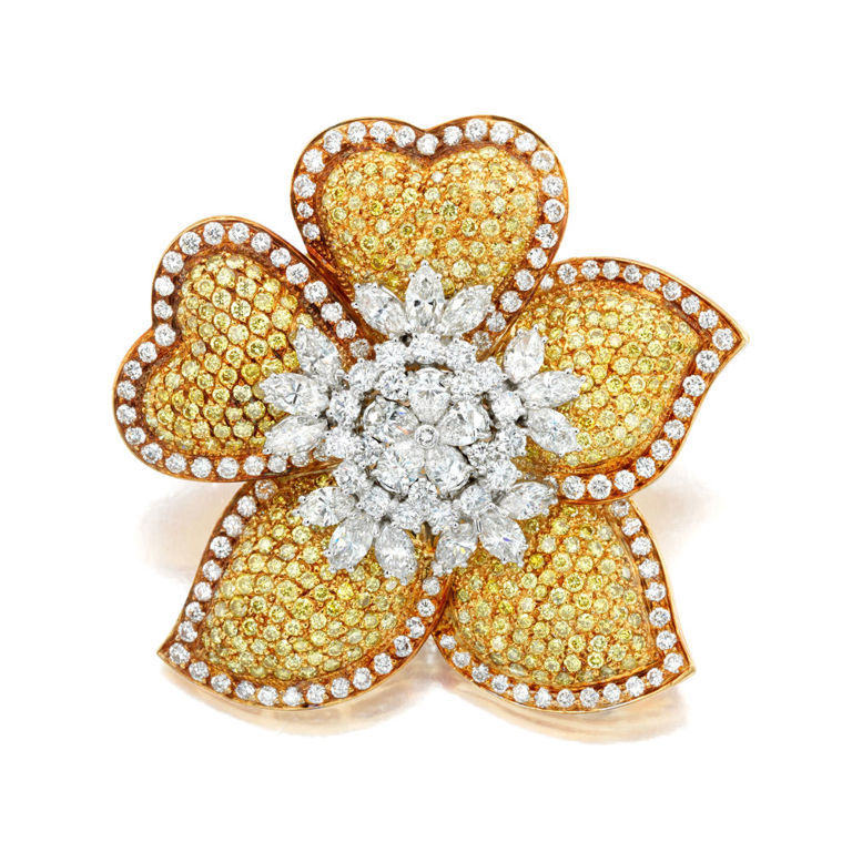 Gold Diamond Brooch