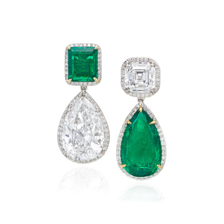 Emerald and Diamond Earrings