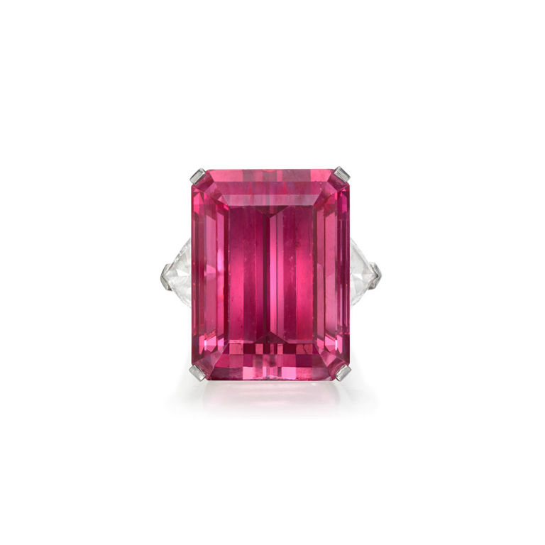Platinum Pink Tourmaline and Diamond Ring