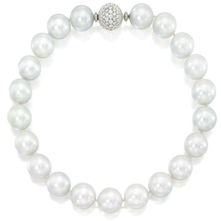 Cultured Pearl and Diamond Necklace