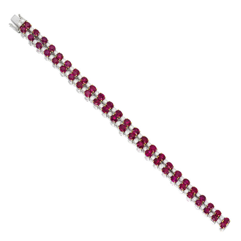 White Gold Ruby and Diamond Bracelet