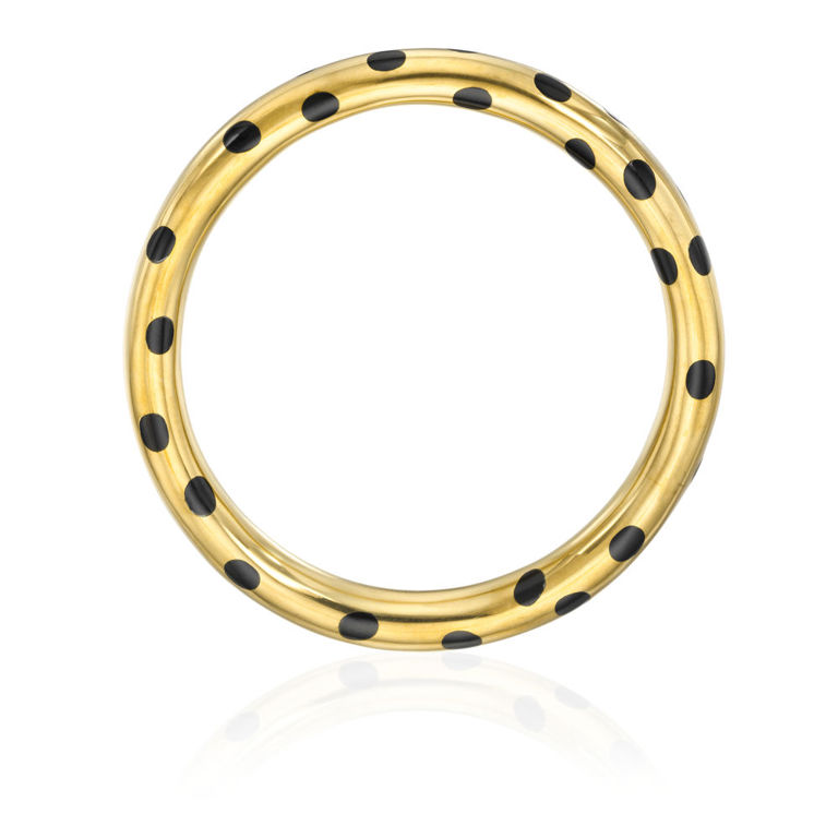 18k Yellow Gold Black Jade Bangle